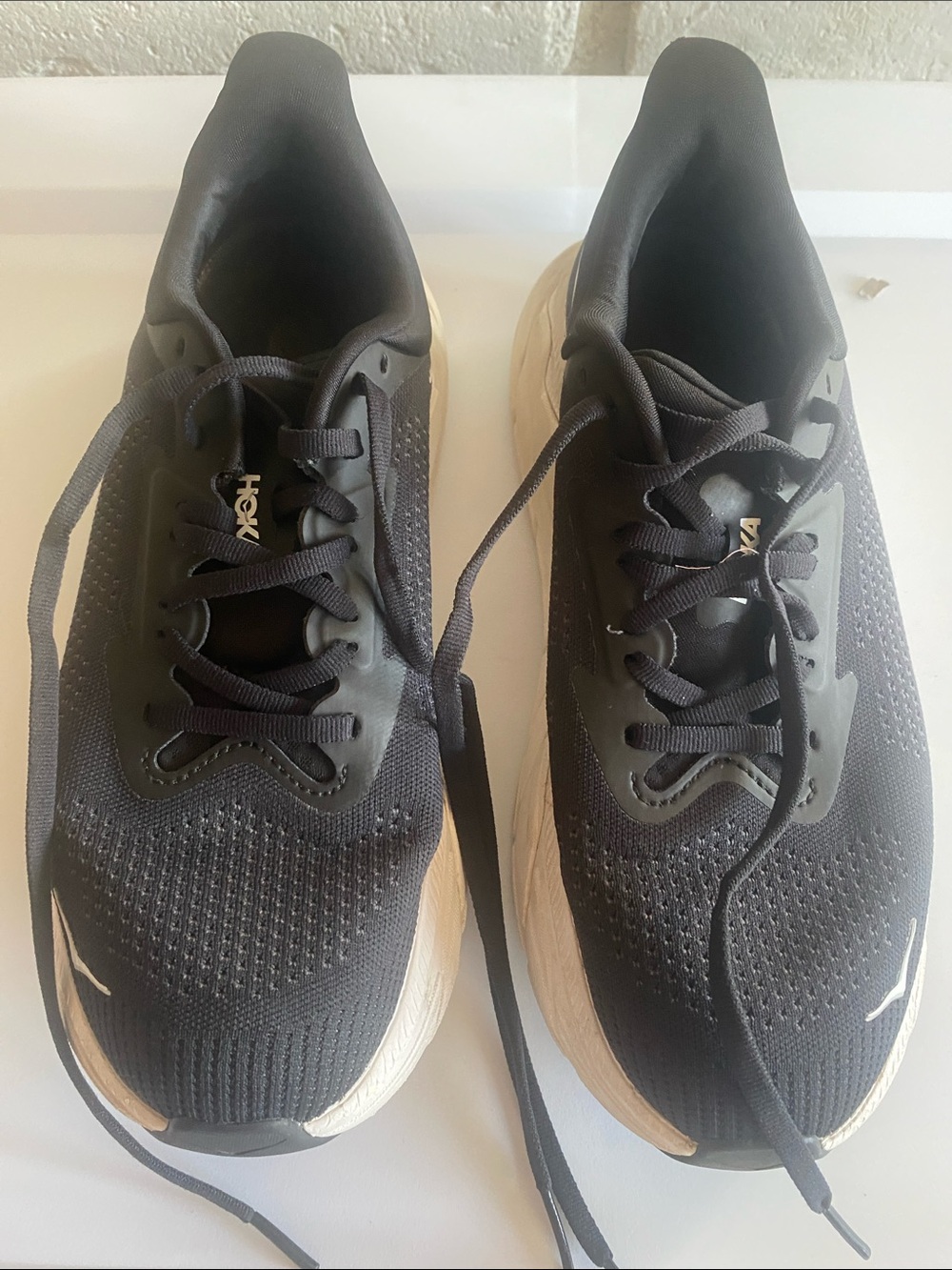 HOKA Black and White Women's Athletic Running Shoes